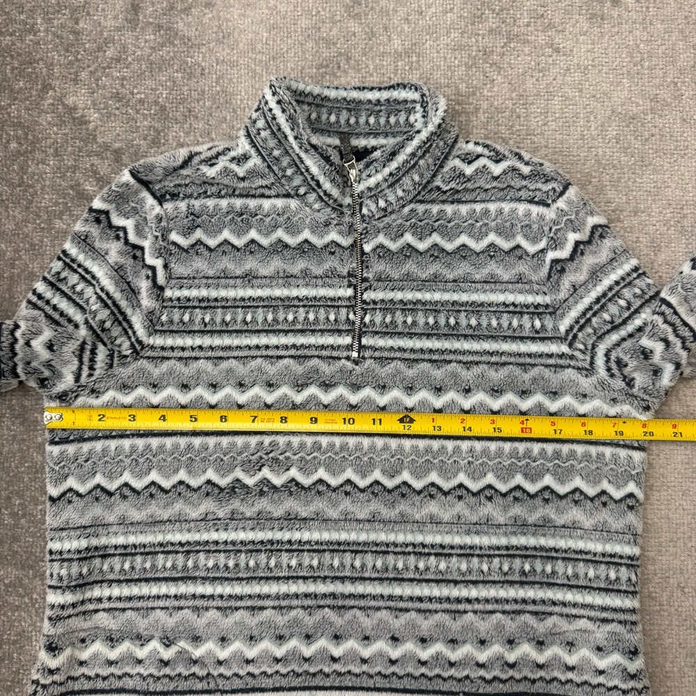 Chico’s Jacket Womens Size 1 (Medium) Light Blue Striped Soft Fuzzy Cozy Fleece - Picture 5 of 7